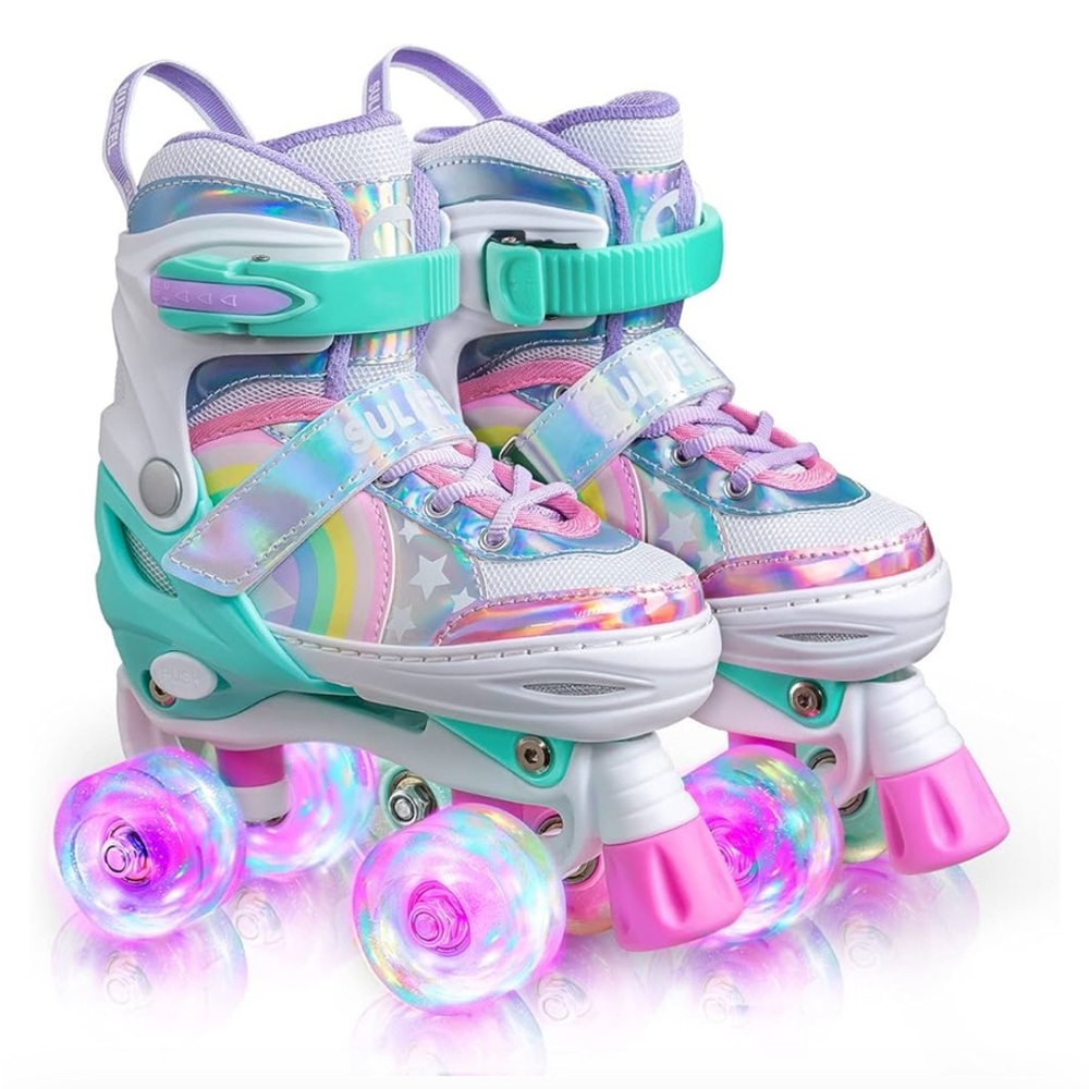 Sulifeel  rainbow Kids Roller Skates size can be adjusted. 3Big Kid or 13